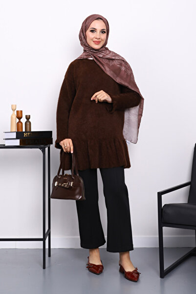 İmajButik Καφέ Μαλακό Πλεκτό Τούνικ από Ανγκόρα