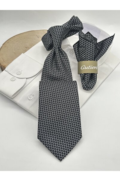 Gutiero ربطة عنق كلاسيكية منقوشة باللون الأسود
