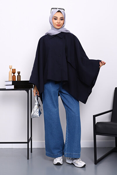 İmajButik Παντζόνι με επένδυση με κουμπιά σε μπλε ναυτικό χρώμα