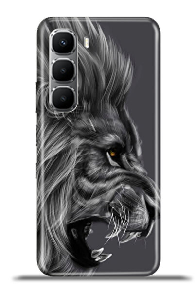 cupcase iNfinix Hot 60 Uyumlu Kılıf Esnek Silikon Kamera Koruma 4k Desenli - Kara Aslan