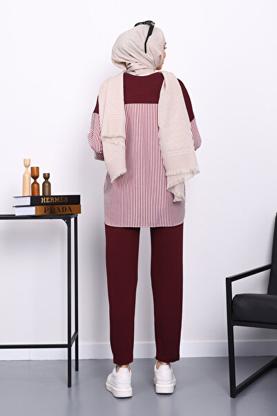 İmajButik Σετ παντελόνι με μοντάλ τουνίκ με γαρνιτούρα από πουρέ