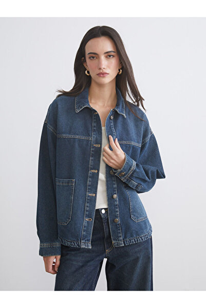 LC Waikiki LCW VisionIndigo Oversize Kadın Jean Gömlek Ceket