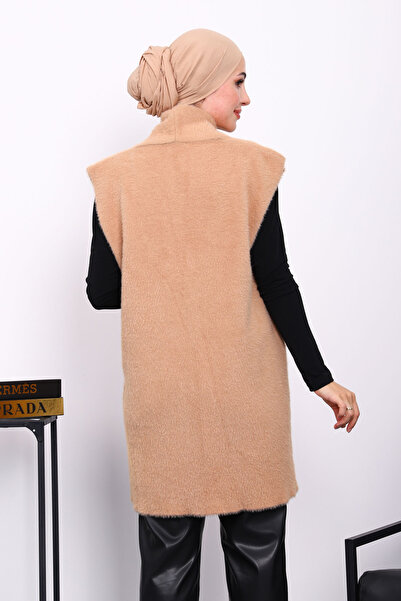 İmajButik Дълга ангорска жилетка с джобове за бисквити