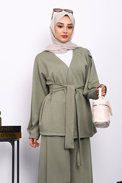 İmajButik Khaki Belted Trouser Suit