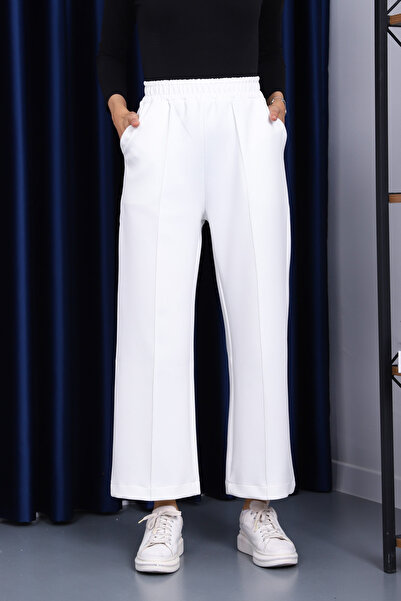 İmajButik Ecru Scuba Pants with Pockets