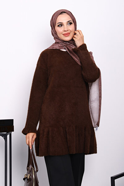 İmajButik Καφέ Μαλακό Πλεκτό Τούνικ από Ανγκόρα