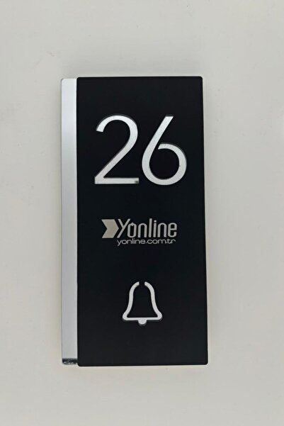 Yönline باب بزر زيل ورقم الشقة بدون شعار الشركة، تصميم خاص من البليكسي باللون الأسود والفضي، تصميم أنيق