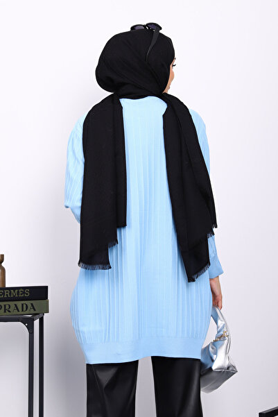 İmajButik Baby Blue Mercerized Ribbed Casual Tunic