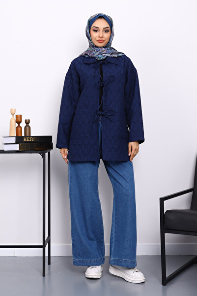 İmajButik Смугаста куртка з подвійними кишенями та синім коміром