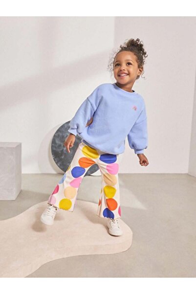 Magu Set de hanorac albastru din bumbac și pantaloni evazați cu buline colora...