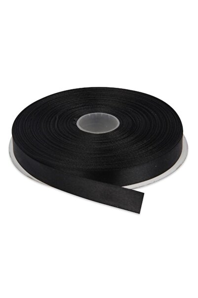 Creativ Deco Plus Panglică de satin lățime 1 cm, culoare neagră, rolă de 22 m