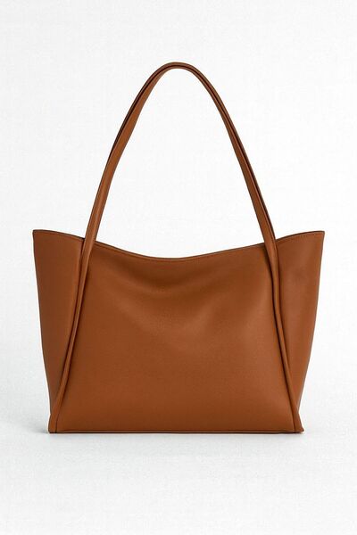 RumyaCollection Women's Large Size Soft Leather Zipper Closure Handbag and Shoulder Bag Brown