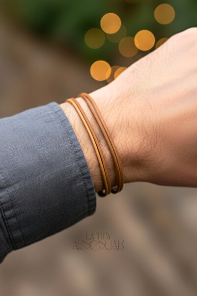 LA TINY AKSESUAR 2 قطعة من أساور الرجال المصنوعة من الجلد الطبيعي، أساور جلدي...