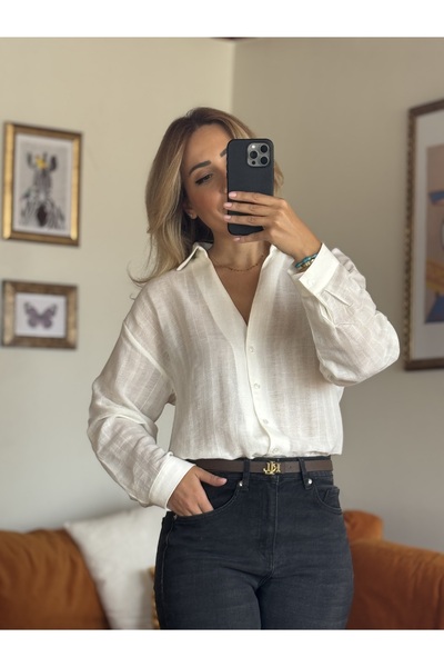 Butik Transparan v yaka gömlek