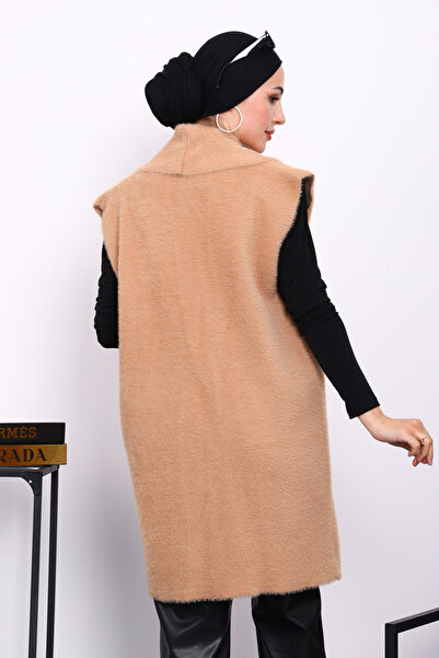 İmajButik Μπισκότο Angora Yumoş γιλέκο με προκολλημένη τσέπη