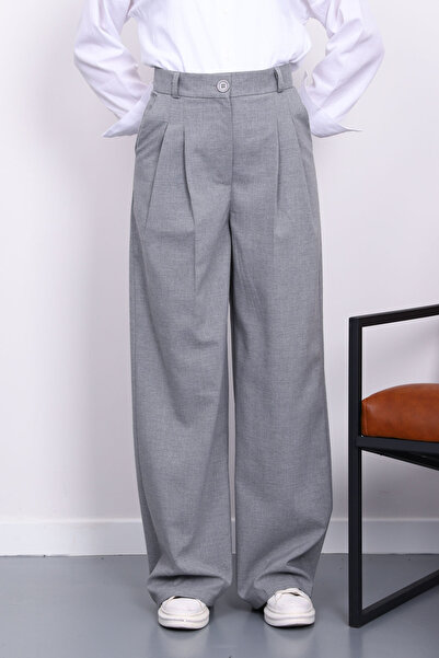 İmajButik Gray Palazzo Wide Leg Pants