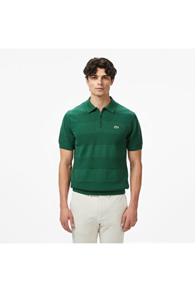 Lacoste Erkek Classic Fit Kısa Kollu Polo Yaka Desenli Yeşil Triko