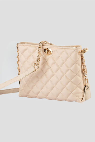 Catwins Women's Cream Chain Detailed Hand & Shoulder Bag C3008