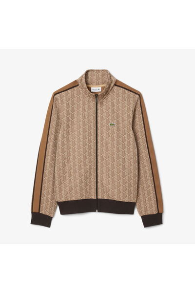 Lacoste Erkek Regular Fit Dik Yaka Monogram Kahverengi Sweatshirt