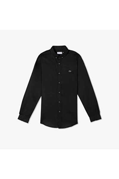 Lacoste Men's Slim Fit Button Collar Black Shirt