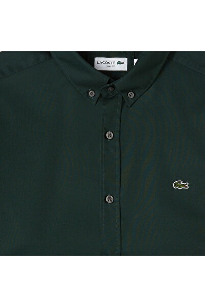 Lacoste Men's Slim Fit Button-down Collar Dark Green Shirt