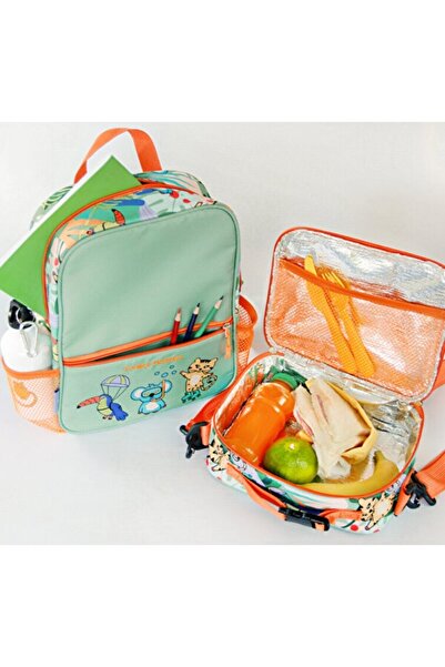 esdekor Children's Backpack and Thermal Insulated Lunch Bag Set Jungle Friends