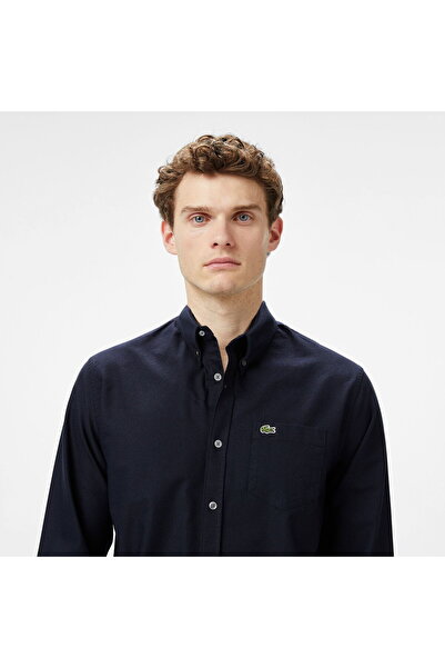 Lacoste Men's Regular Fit Buttoned Collar Navy Blue Shirt