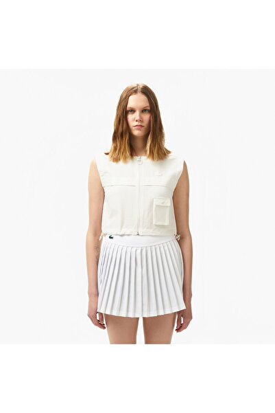 Lacoste Kadın Regular Fit Kolsuz Fermuarlı Beyaz Gömlek