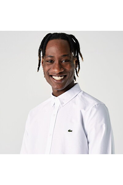 Lacoste Men's Slim Fit Buttoned Collar White Shirt