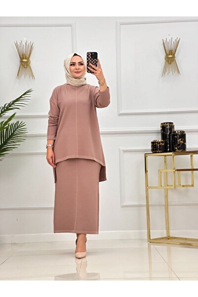 Valens Butik Διπλό Τεσεττούρικο Σετ με Μακρύ Τούνικ και Φούστα Σαντέμ