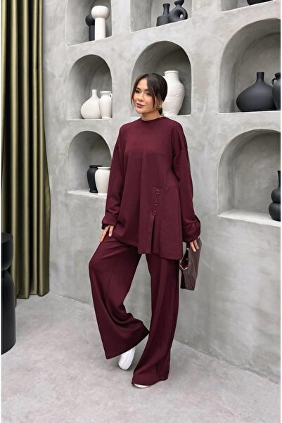 Cardella Premium Quality Women's Two-Piece Suit with Cuff Detailing on the Sleeves and Button Detailing on the Pants