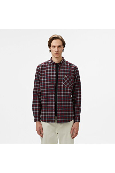 Lacoste Erkek Regular Fit Ekose Bordo Gömlek