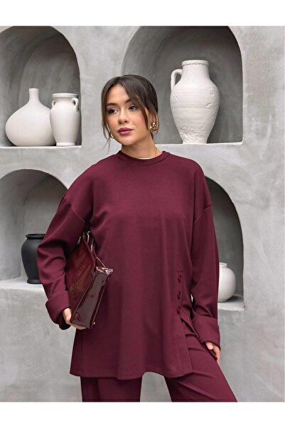 Cardella Premium Quality Women's Two-Piece Suit with Cuff Detailing on the Sleeves and Button Detailing on the Pants