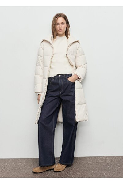 MANGO Woman Dokuma kumaş kapitone anorak