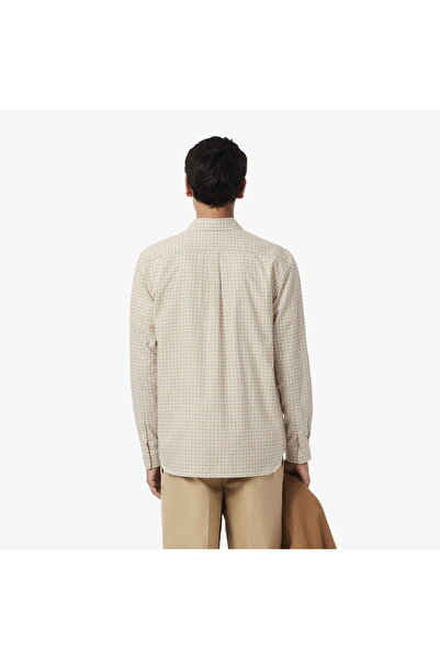 Lacoste Men's Regular Fit Checkered Brown Shirt