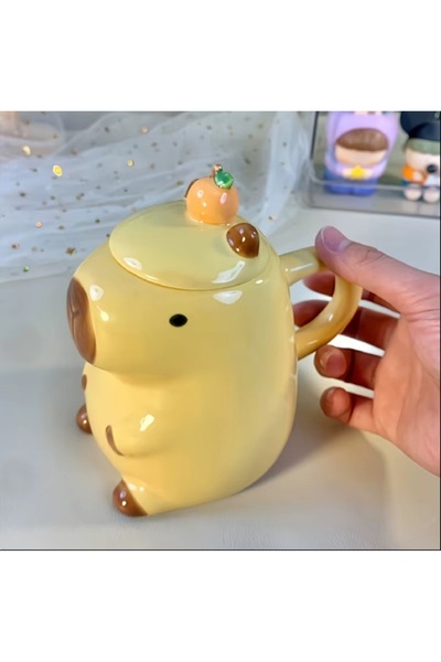 hediyeconcepti 500ml Cute Capybara Water Cup Ceramic Perfect for Coffee Hot Drinks Tea Coffee