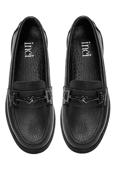 İnci A102042097 5F August.D 5PR Kadın Hakiki Deri Loafer Ayakkabı Siyah
