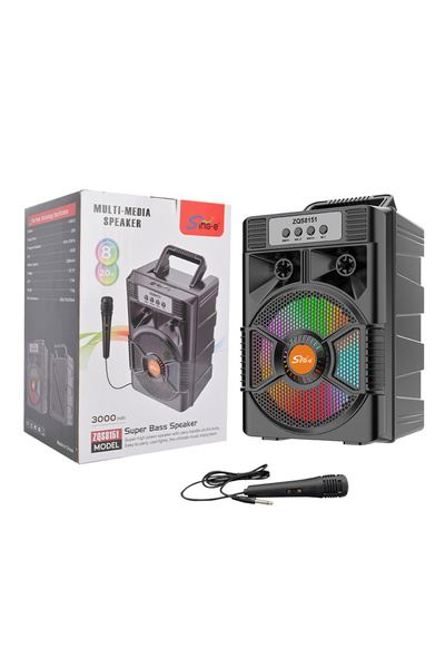 singe ZQS8151 8-Inch Multi-Media Super Bass Speaker, Portable with LED Lights