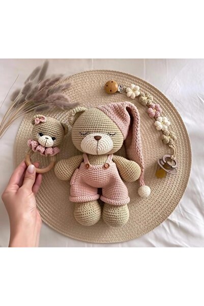 ayta kids clothing toys Amigurumi oyuncak 3’lü uykucu ayı set el yapımı organik