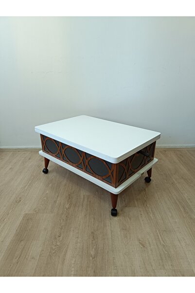 EVKO MOBİLYA Tekerlekli Akıllı Sehpa, Sihirli Sehpa, Orta Sehpa, Kademeli Seh...