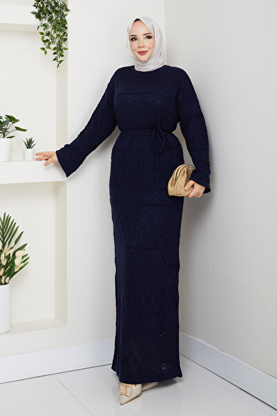 Pamuk Butik Women's Underwear Set with Inner Lining, Double Set, Diamond Patterned Mesh Knitwear Dress