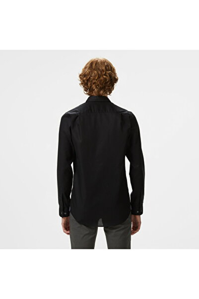 Lacoste Men's Slim Fit Button Collar Black Shirt