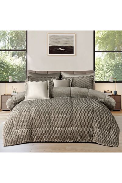 mingle مفرش فرو الأرنب شتوي نفرين 8 قطع (متوفر بعدة الوان)