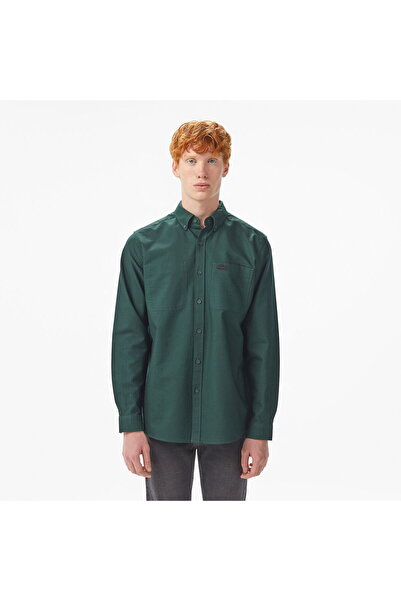 Lacoste Men's Regular Fit Button down Collar Green Shirt