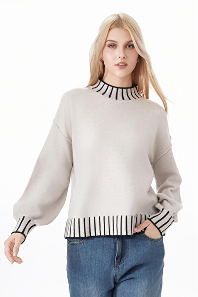 SOFILINE Pulover bej cu mâneci ușor bufante B-Z-101 M9