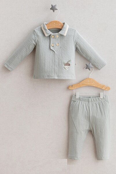 Tongs Baby Boy in the Woods Double Buttoned 2-Piece Top and Bottom Set Blue