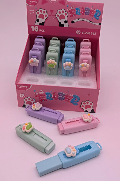 NaSaDAN Sevimli Patili Sürgülü Mekanizmalı Silgi – Tekli Pastel Renk