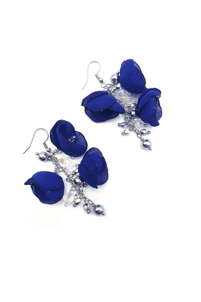 Corizmi Elegant earrings with veil flowers, pearls and crystals, stainless steel, handmade, Sweet Love