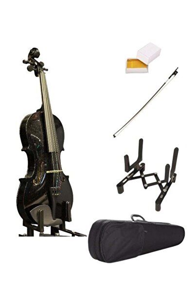 Sazhane 4/4 TamBoy Standlı Siyah Keman (Keman-Çanta-Yay-Reçine-Stand)