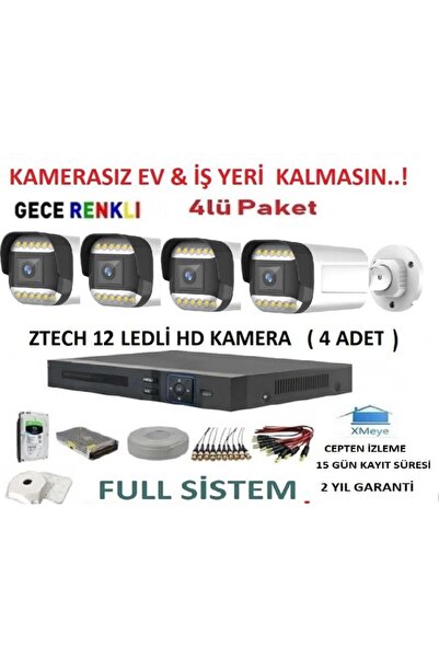 ZTECH 4 lü kamera seti (yüz ve araç algılamali)